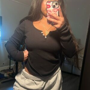 Brandy Melville Black Long sleeve Top🖤